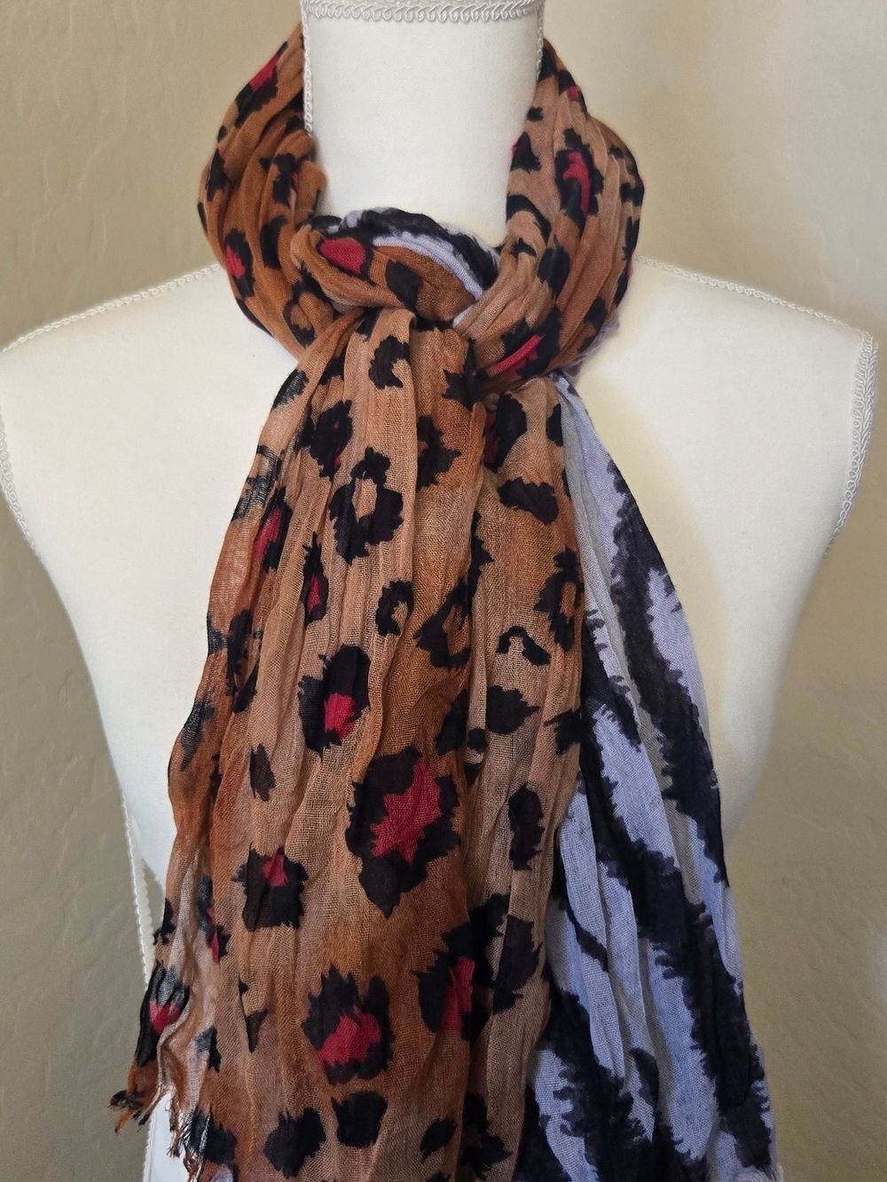 Leopard Print Multi-Color Long Lightweight Fashion Scarf